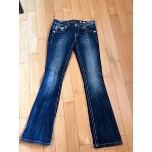 Miss Me Signature Bootcut Jeans Womens 28 Blue Rhinestone Embellished Dark Wash